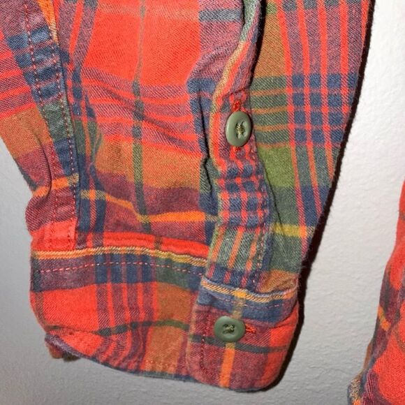 REI Cooperative Red/Orange and Green Plaid Casual Button Down Long Sleeve Shirt - Picture 6 of 9